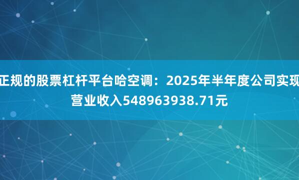 正规的股票杠杆平台哈空调：2025年半年度公司实现营业收入548963938.71元